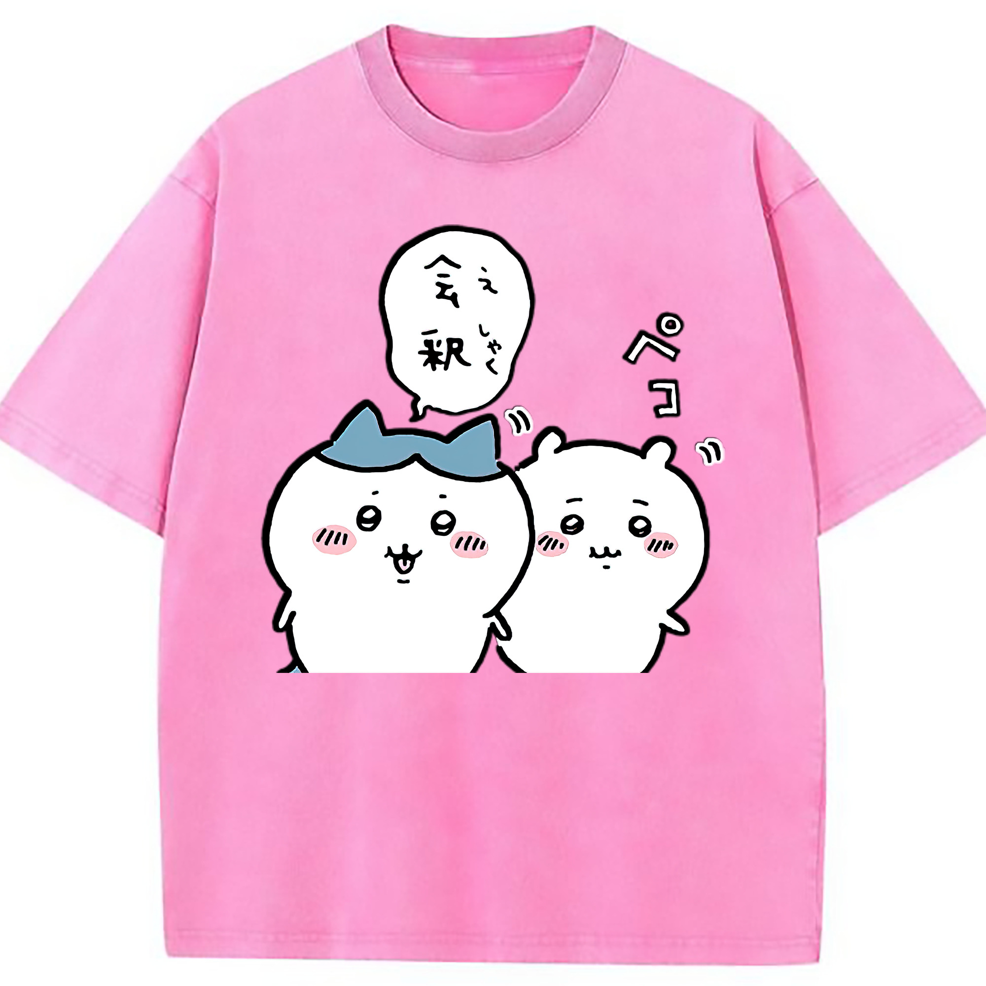 （画像用） ちいかわ ハチワレ Chii-kawa hachiware 綿100% ヴィンテージ風 半袖Tシャツ（フロントプリント）